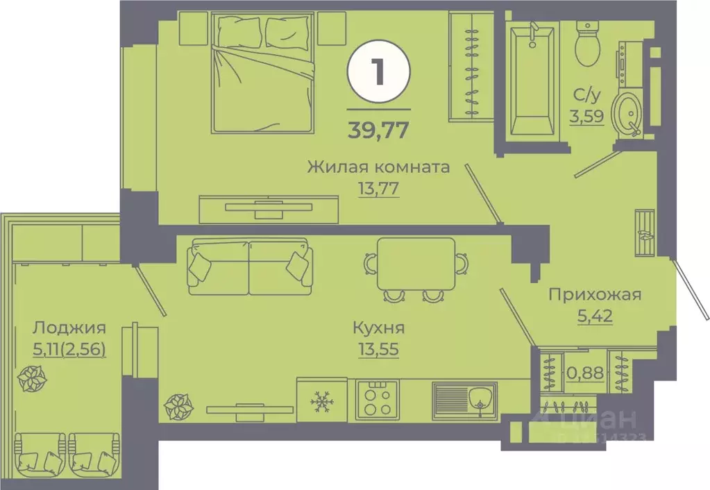 1-к кв. Ростовская область, Ростов-на-Дону просп. Солженицына, 25 ... - Фото 0