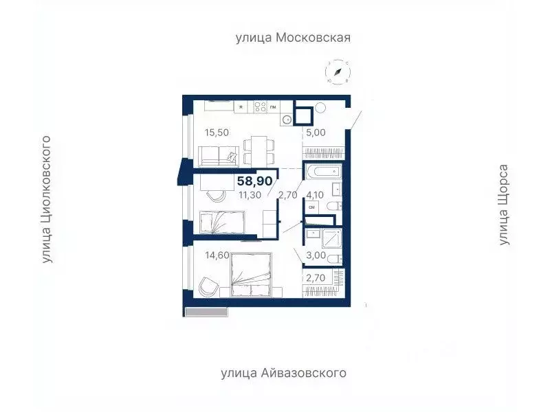 2-к кв. Свердловская область, Екатеринбург ул. Московская, 249/2 (58.9 ... - Фото 0