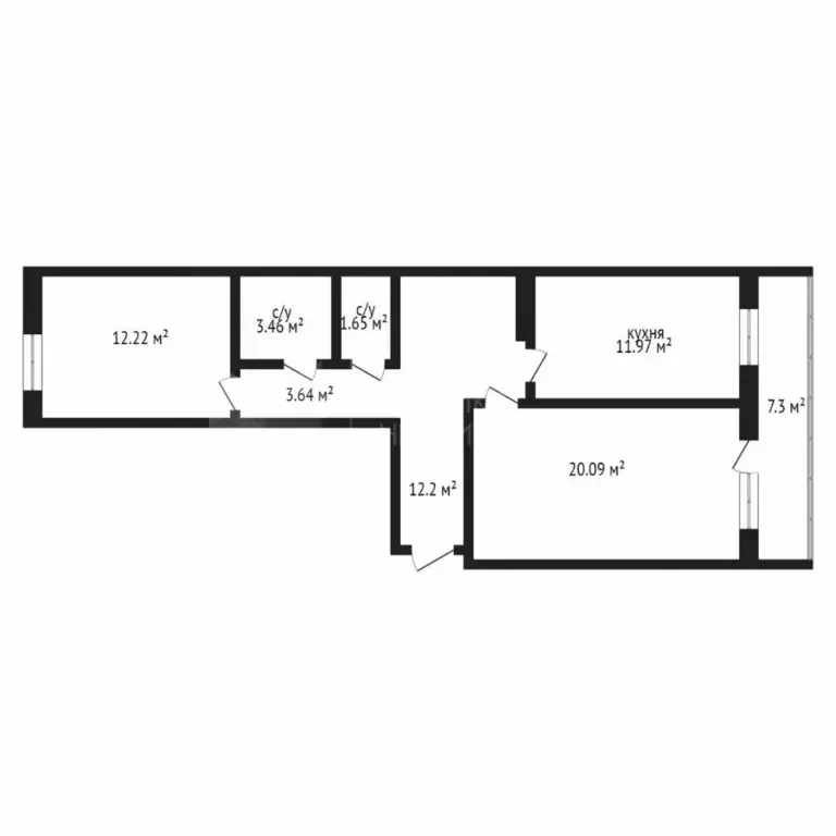 2-к кв. Тюменская область, Тюмень ул. Бабарынка, 20Ак3 (64.7 м) - Фото 2
