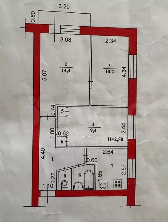 3-к. квартира, 50,9 м, 5/5 эт. - Фото 0