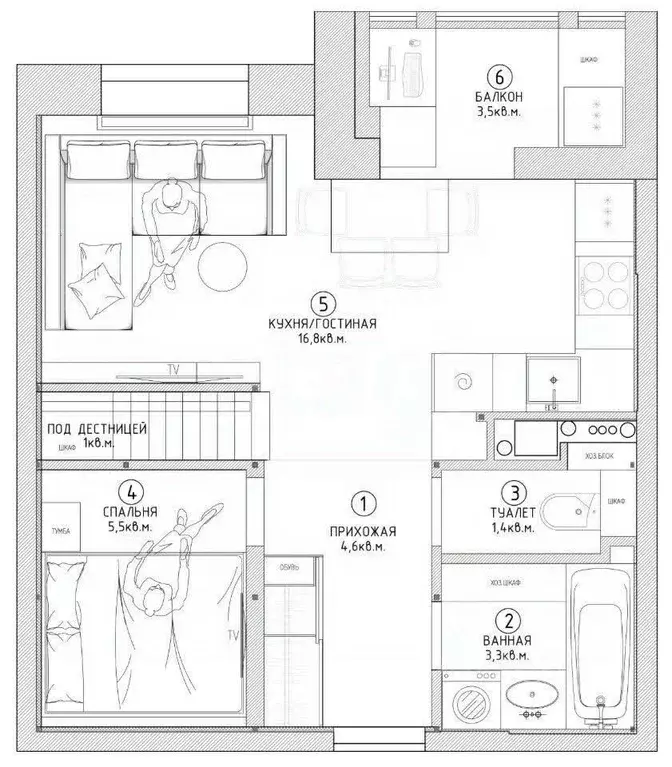 2-к кв. Московская область, Красногорск городской округ, Сабурово пгт ... - Фото 2
