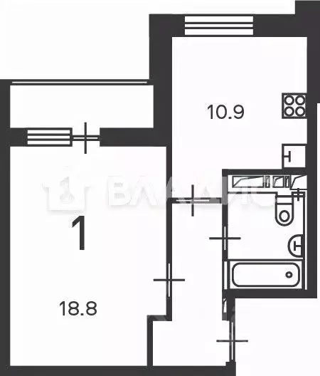 1-к кв. Москва Полярная ул., 3 (39.7 м) - Фото 2