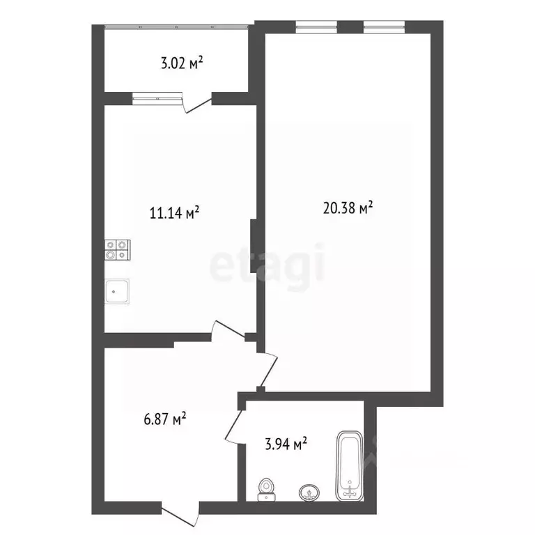 1-к кв. Воронежская область, Воронеж ул. Гаршина, 25к1 (43.84 м) - Фото 2
