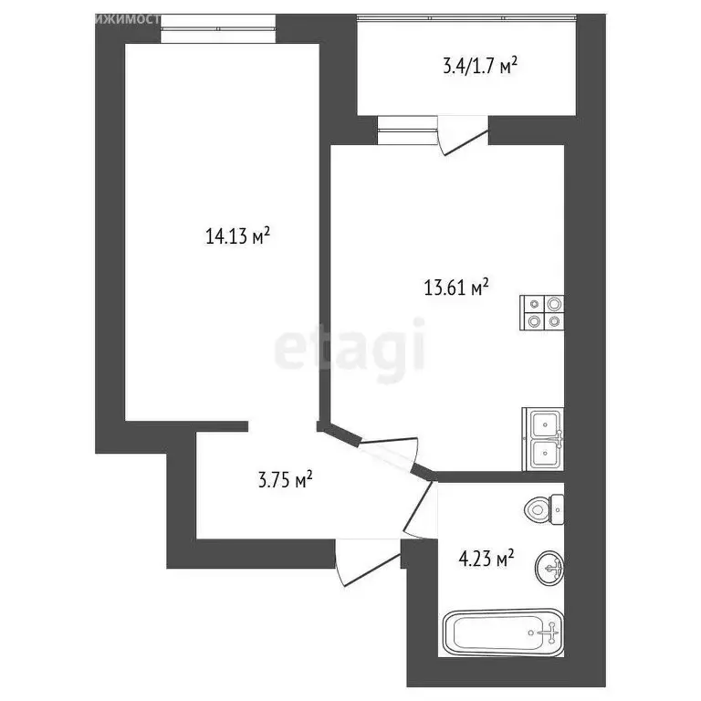1-комнатная квартира: Ярославль, Ильинская улица, 10 (37.42 м) - Фото 0