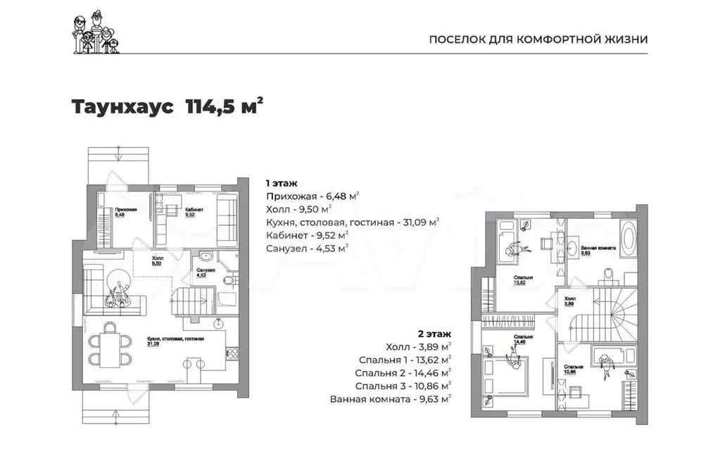 Таунхаус 96 м на участке 2 сот. - Фото 1