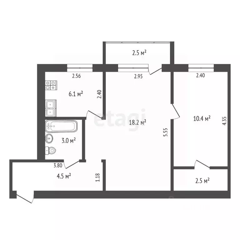2-к кв. Хабаровский край, Комсомольск-на-Амуре ул. Кирова, 67 (44.7 м) - Фото 1