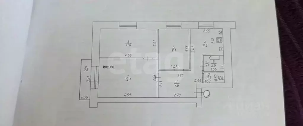 3-к кв. Татарстан, Казань Ленинградская ул., 32А (50.0 м) - Фото 2
