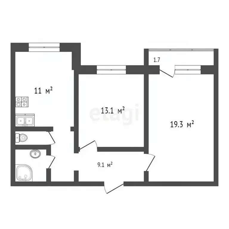 2-к кв. Самарская область, Тольятти Калмыцкая ул., 34 (57.8 м) - Фото 1