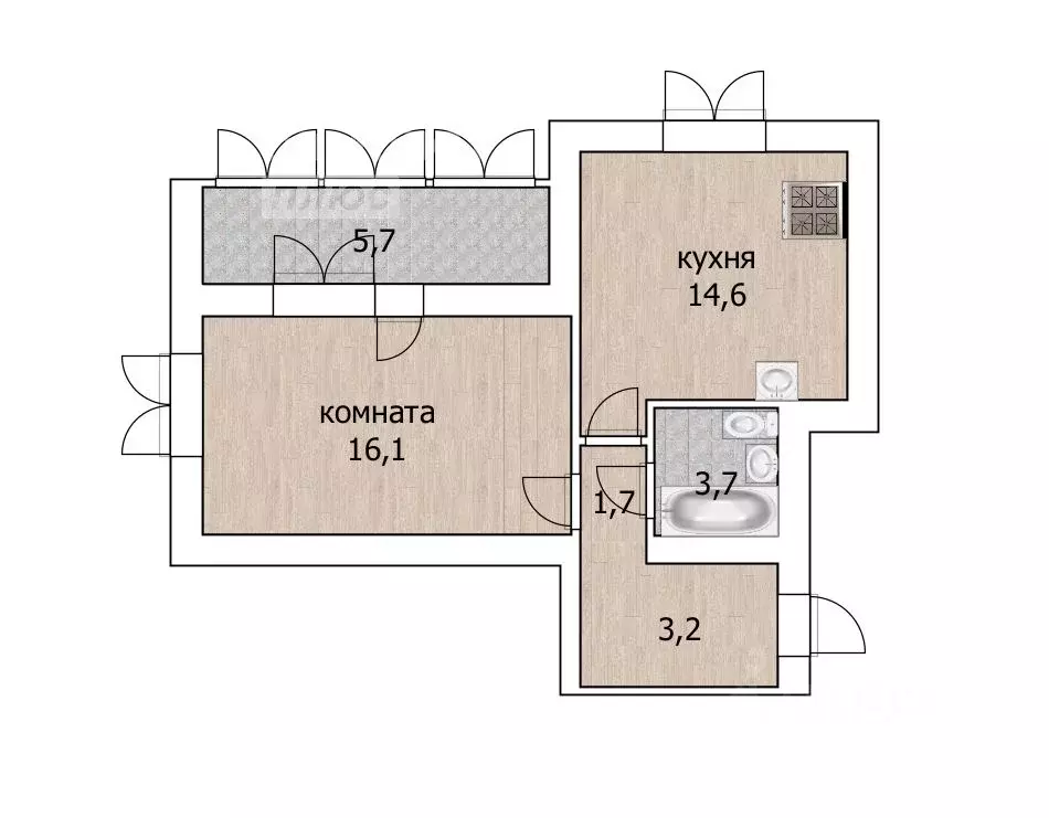 1-к кв. Башкортостан, Уфимский район, с. Миловка бул. Сиреневый, 5 ... - Фото 1