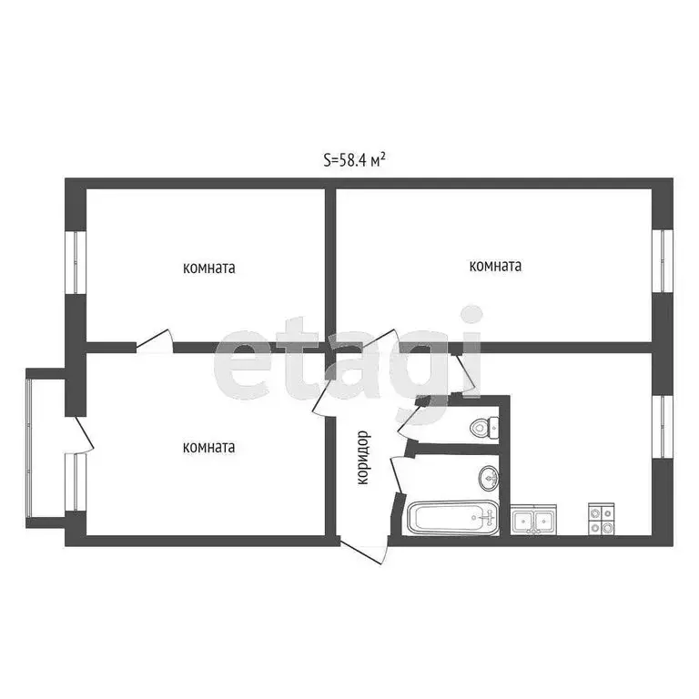 3-комнатная квартира: Ухта, проезд Строителей, 19 (58.4 м) - Фото 1