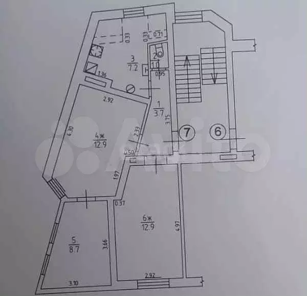 3-к. квартира, 47,7 м, 3/3 эт. - Фото 0