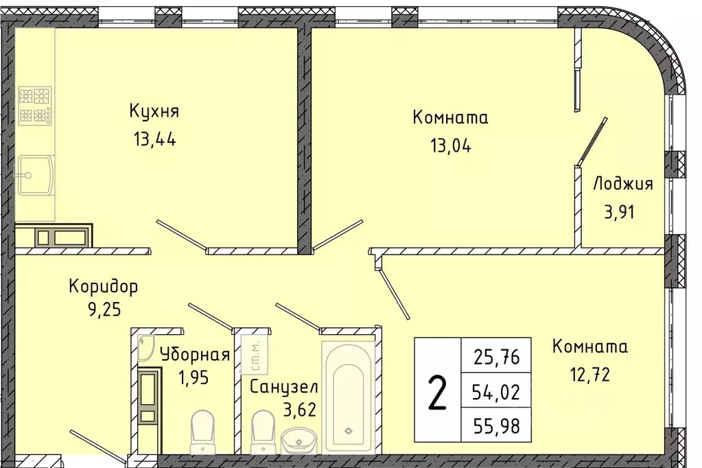 2-к кв. Крым, Алушта городской округ, Партенит пгт  (55.98 м) - Фото 0