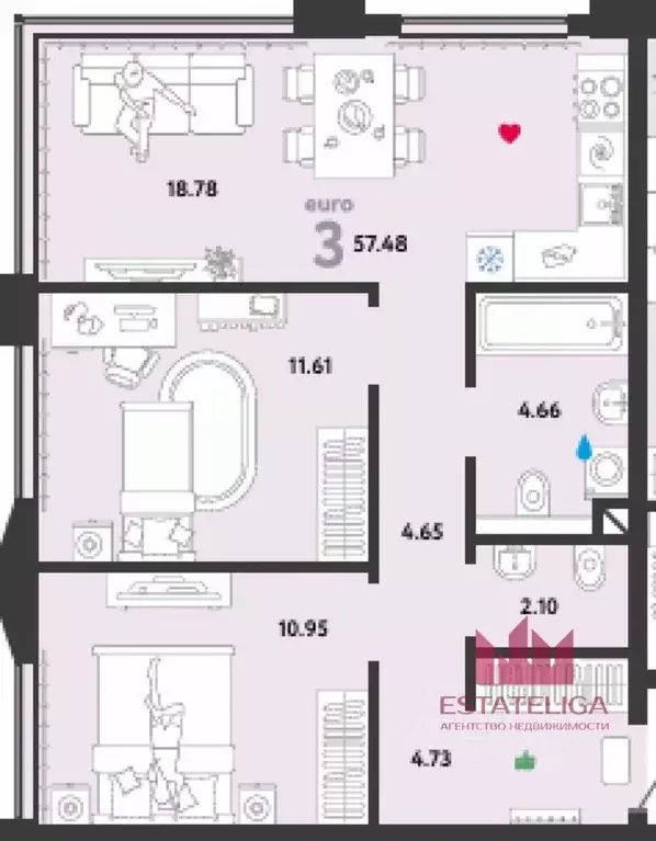 3-к кв. Москва ул. Мустая Карима, 12 (57.1 м) - Фото 2