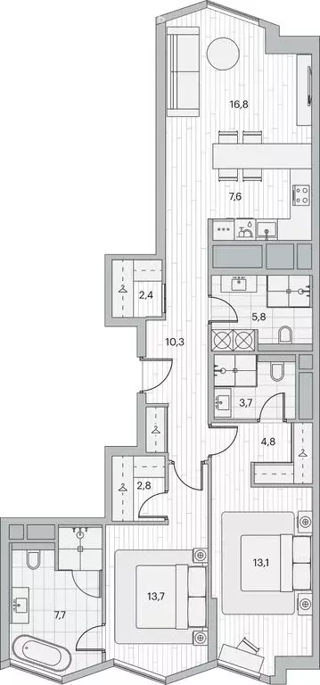 3-комнатная квартира: Москва, Береговой проезд, 2к1 (91 м) - Фото 1