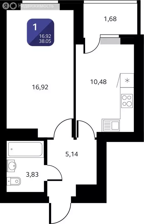1-комнатная квартира: Уфа, Кремлёвская улица, 50/3 (38.05 м) - Фото 0