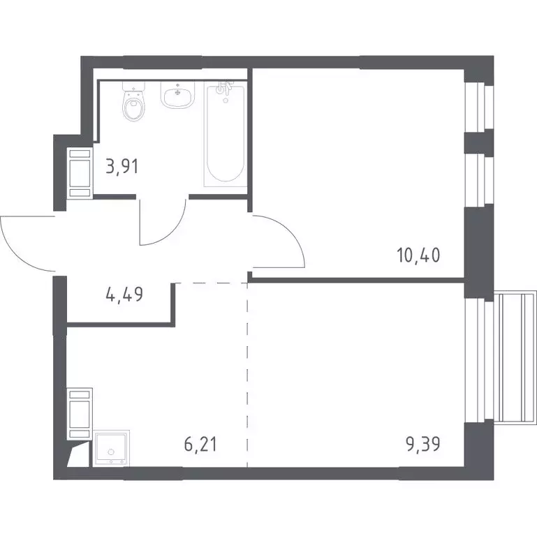 1-комнатная квартира: село Лайково, 61 (34.4 м) - Фото 0