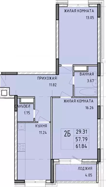 2-к кв. Тульская область, Тула Рязанская ул., 21 (61.84 м) - Фото 0