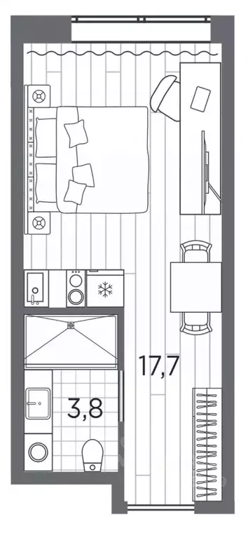 Студия Санкт-Петербург просп. Стачек, 62Е (21.5 м) - Фото 0