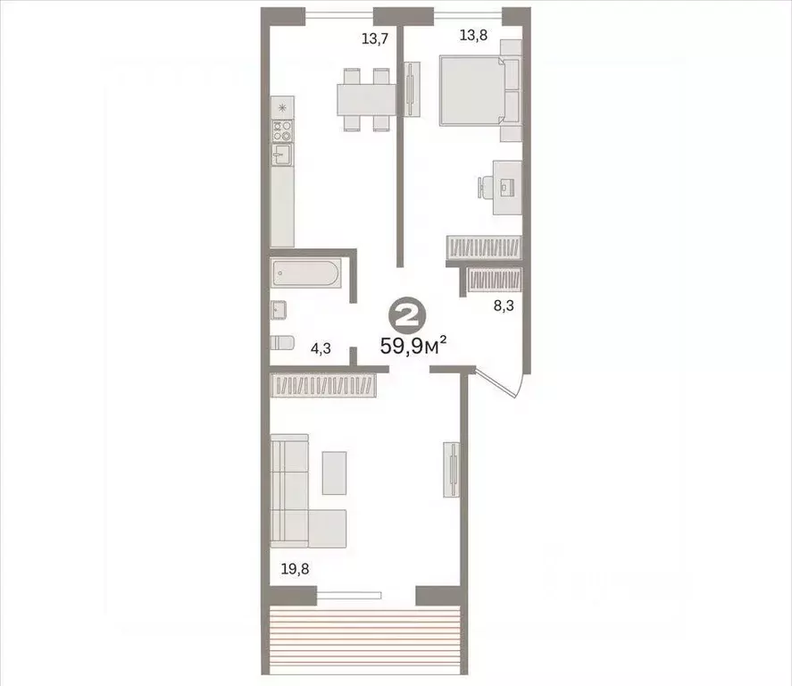 2-к кв. Новосибирская область, Новосибирск 1-я Родниковая ул., 60 ... - Фото 2
