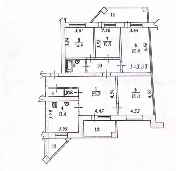 4-к кв. Омская область, Омск просп. Комарова, 9 (127.0 м) - Фото 1