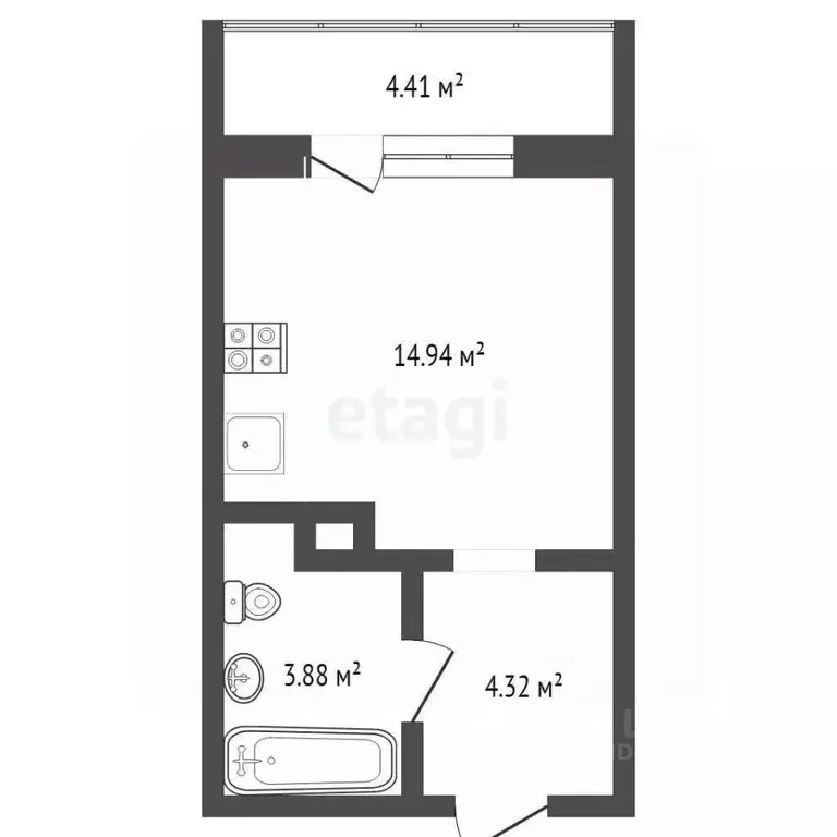 Студия Тюменская область, Тюмень ул. Газопромысловая, 8 (23.0 м) - Фото 1