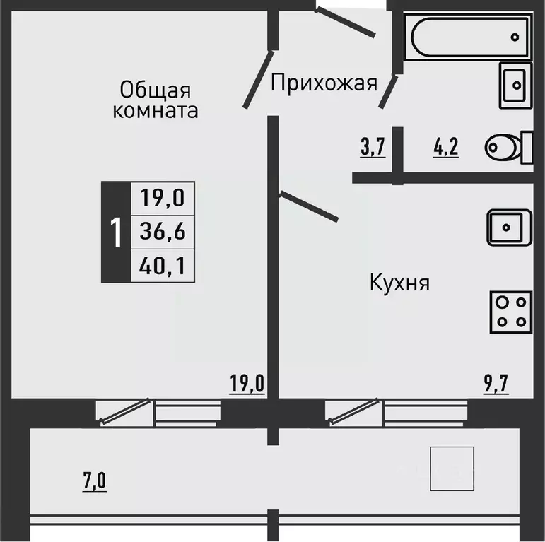 1-к кв. Орловская область, Орловский район, д. Жилина ул. Садовая, 2к2 ... - Фото 1