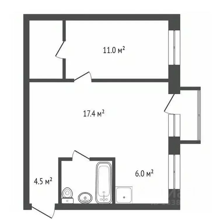 2-к кв. Красноярский край, Красноярск ул. Мичурина, 25а (44.6 м) - Фото 1