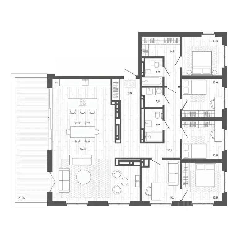 6-к кв. Алтайский край, Барнаул тракт Змеиногорский, 35Бк3 (175.13 м) - Фото 1