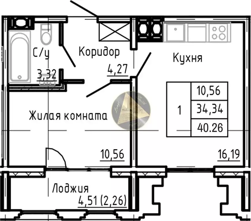 1-комнатная квартира: Санкт-Петербург, Алтайская улица, 39 (40.26 м) - Фото 0