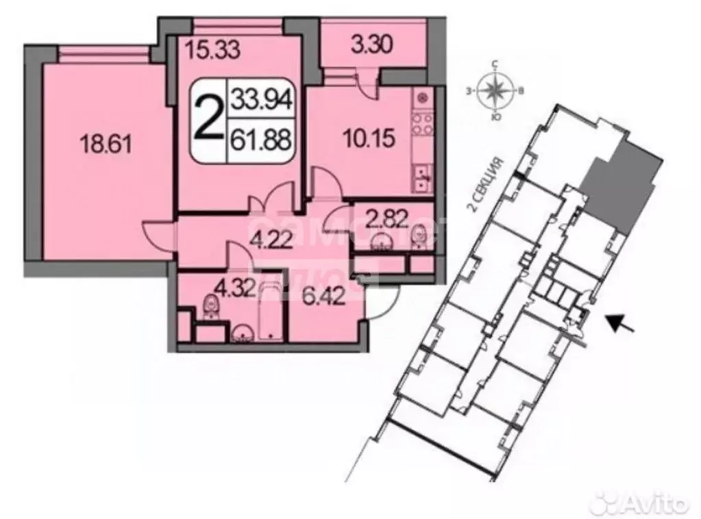 2-к кв. Московская область, Котельники ул. Сосновая, 2 (62.7 м) - Фото 2