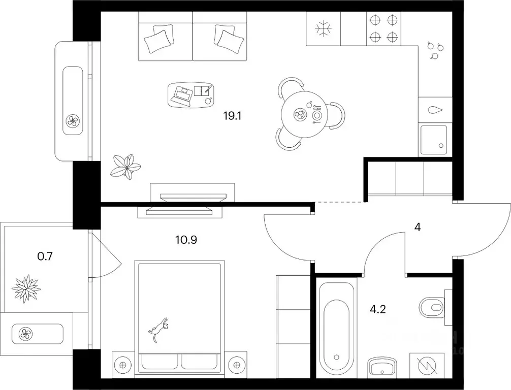 1-к кв. Татарстан, Казань Сиберово жилой комплекс, 3 (38.9 м) - Фото 1