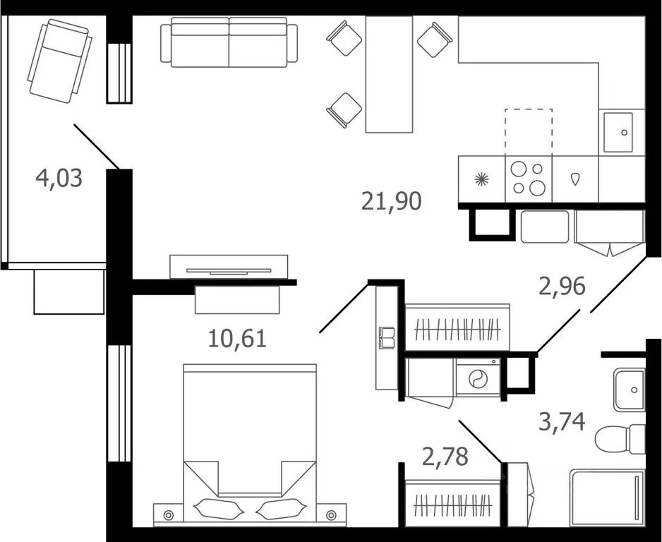 2-к кв. Московская область, Раменское ул. Семейная, 7 (43.4 м) - Фото 0