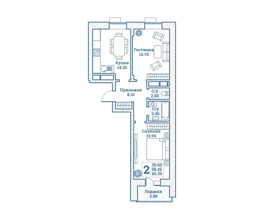 2-к кв. Московская область, Щелково городской округ, Монино пгт ... - Фото 1