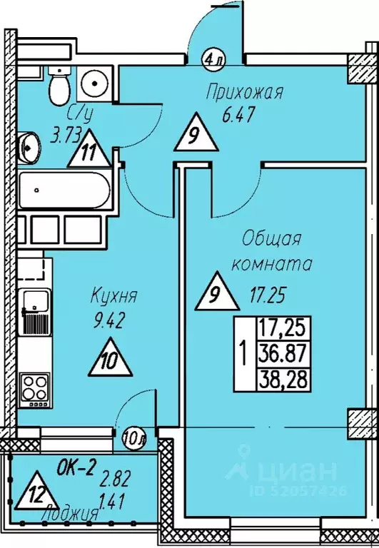 1-к кв. Саха (Якутия), Якутск Окружное шоссе, 4-й км (38.28 м) - Фото 0