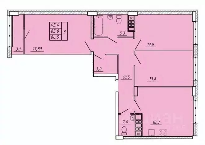 3-к кв. Ивановская область, Иваново Видный мкр,  (86.5 м) - Фото 0