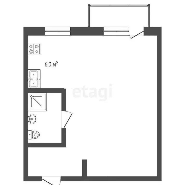 Квартира-студия: Рыбинск, набережная Космонавтов, 51 (32.8 м) - Фото 1