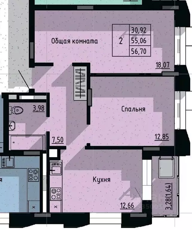 2-к кв. Саха (Якутия), Якутск пос. Геологов,  (56.7 м) - Фото 1