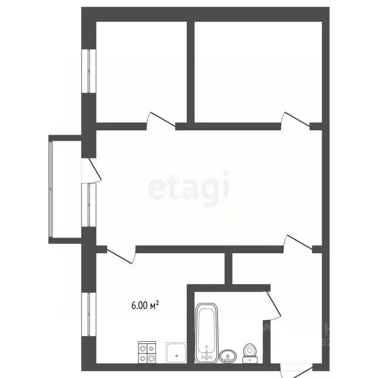 2-к кв. Нижегородская область, Балахна ул. Чапаева, 4 (44.3 м) - Фото 1