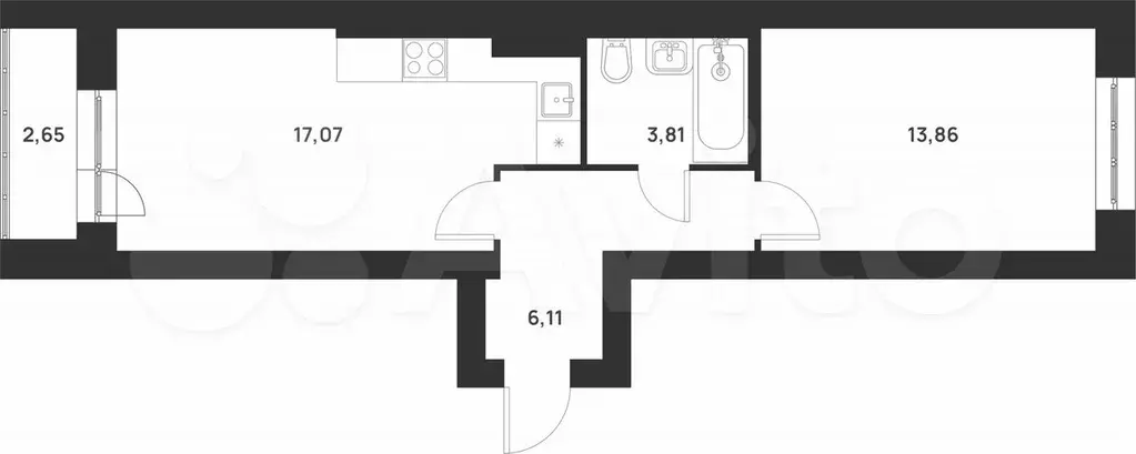 1-к. квартира, 43,5 м, 4/5 эт. - Фото 0
