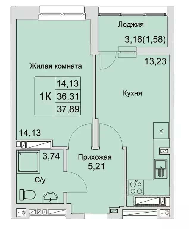 1-к кв. Ростовская область, Батайск  (37.89 м) - Фото 0