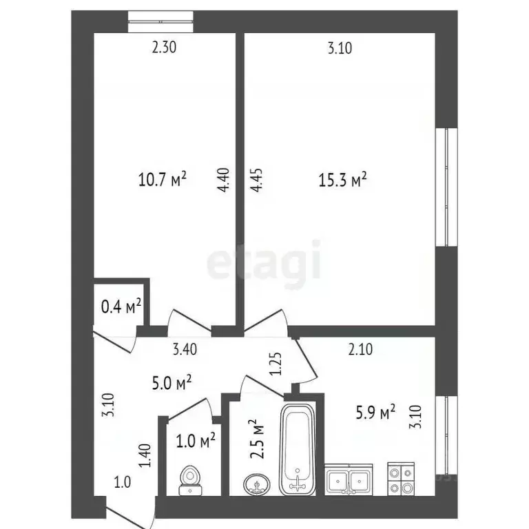 2-к кв. Ростовская область, Батайск Нефтегорская ул., 14 (40.0 м) - Фото 1