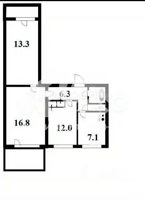 3-к. квартира, 60,5 м, 7/9 эт. - Фото 0