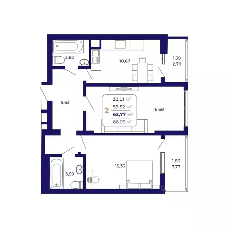 2-к кв. Башкортостан, Уфа Затон-Восточный жилрайон, Паруса жилой ... - Фото 1