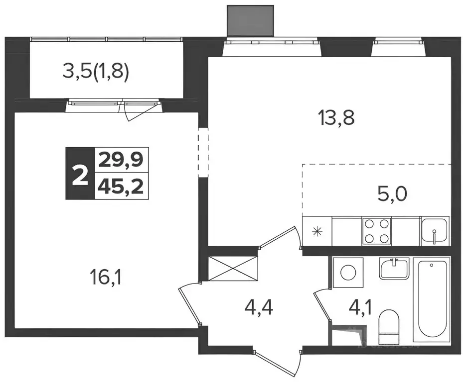 2-к кв. Московская область, Ленинский городской округ, пос. Битца ... - Фото 2