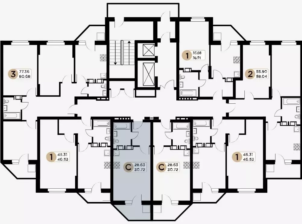 3-к кв. Самарская область, Самара Московское шоссе, 18-й км, 53 (79.9 ... - Фото 1