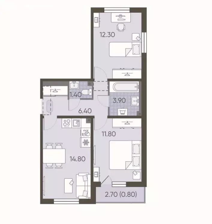 2-комнатная квартира: посёлок Ковалёво, улица Александра Разгонина, ... - Фото 1