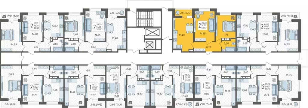 2-комнатная квартира: Краснодар, ЖК Смородина (52.97 м) - Фото 1