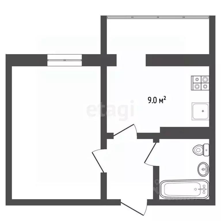 1-к кв. Коми, Усинск Воркутинская ул., 3 (35.2 м) - Фото 0