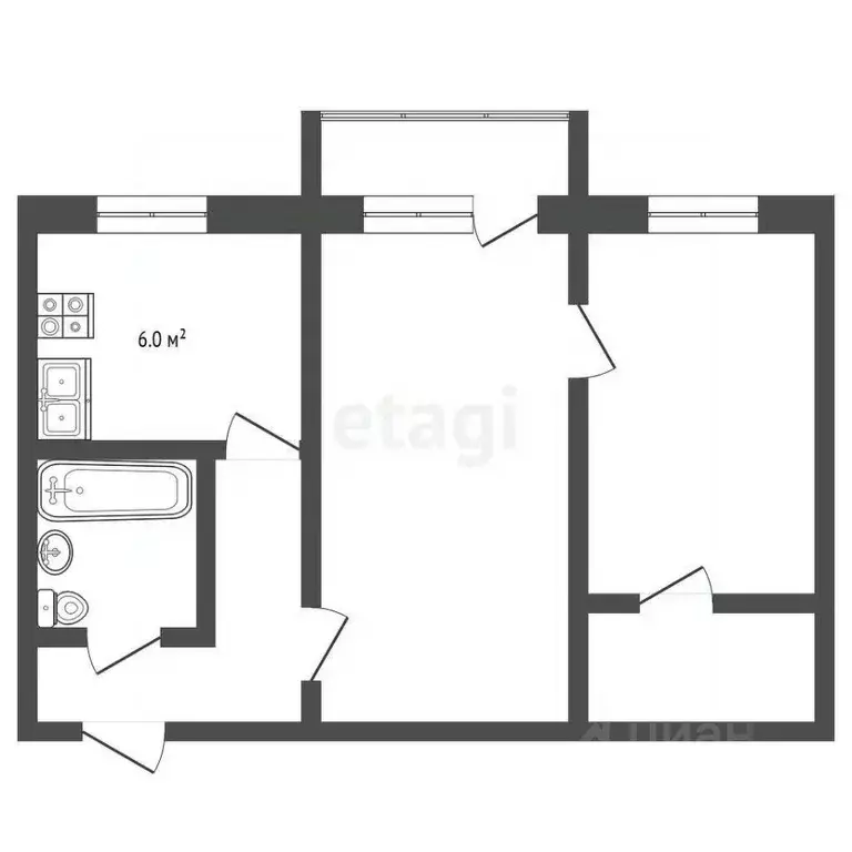 2-к кв. Владимирская область, Муром ул. Чкалова, 12Б (44.3 м) - Фото 1
