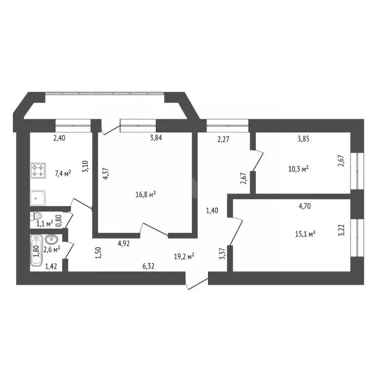 3-к кв. Башкортостан, Уфа Хадии Давлетшиной бул., 18 (77.0 м) - Фото 2